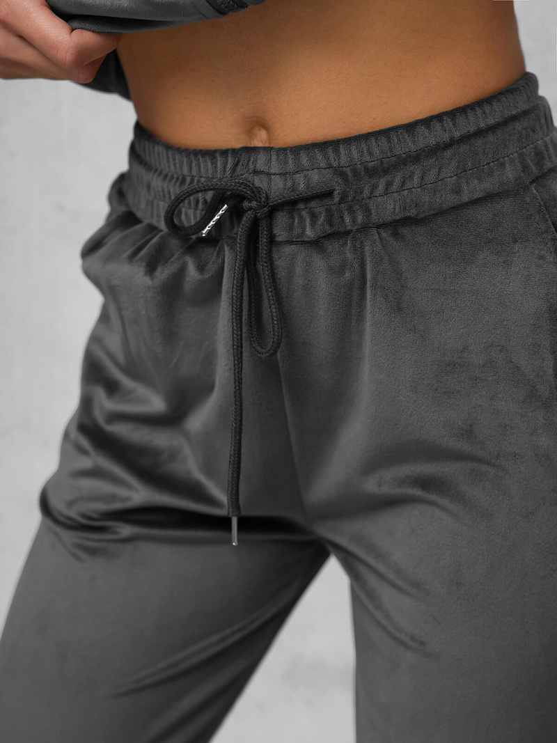 Komplet dresowy damski welurowy grafitowy OZONEE JS/35C1610/5