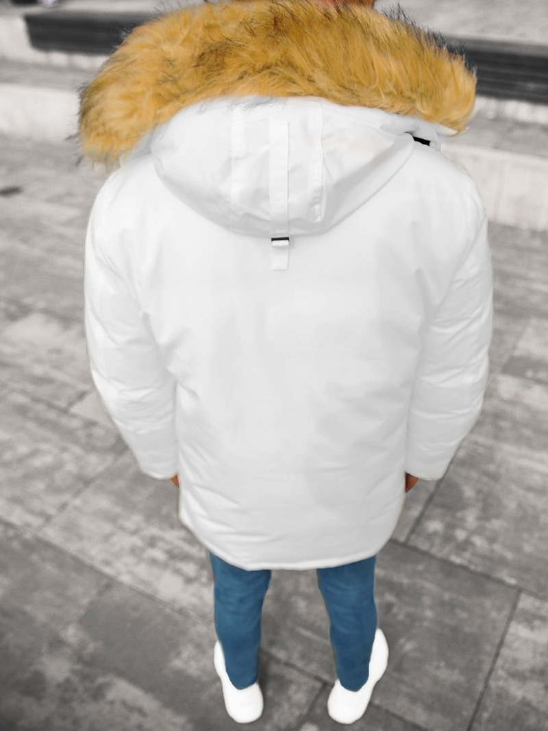 Kurtka zimowa męska parka z futerkiem biała OZONEE JB/JP1173/6Z