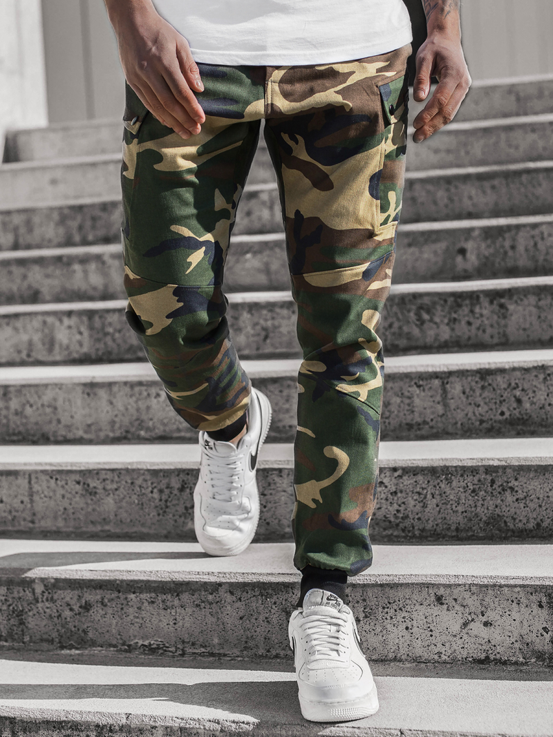 Spodnie męskie chino joggery moro-zielone OZONEE O/11103