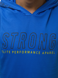 T-Shirt z kapturem męski niebieski OZONEE MAD/2992Z