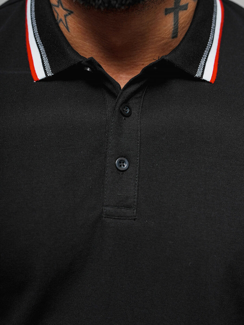 Koszulka męska polo czarna OZONEE O/DA719