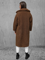 Płaszcz zimowy damski polarowy brązowy OZONEE O/Z01