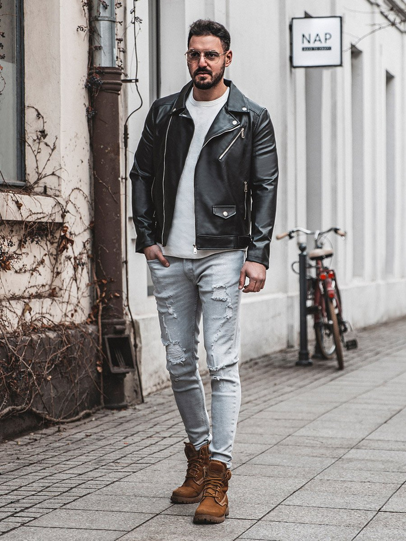 Spodnie jeansowe męskie szare OZONEE O/ES8033