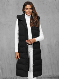 Kamizelka damska długa pikowana czarna OZONEE JS/5M3157/392