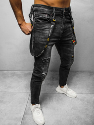 Spodnie jeansowe męskie czarne OZONEE DR/TF088Z