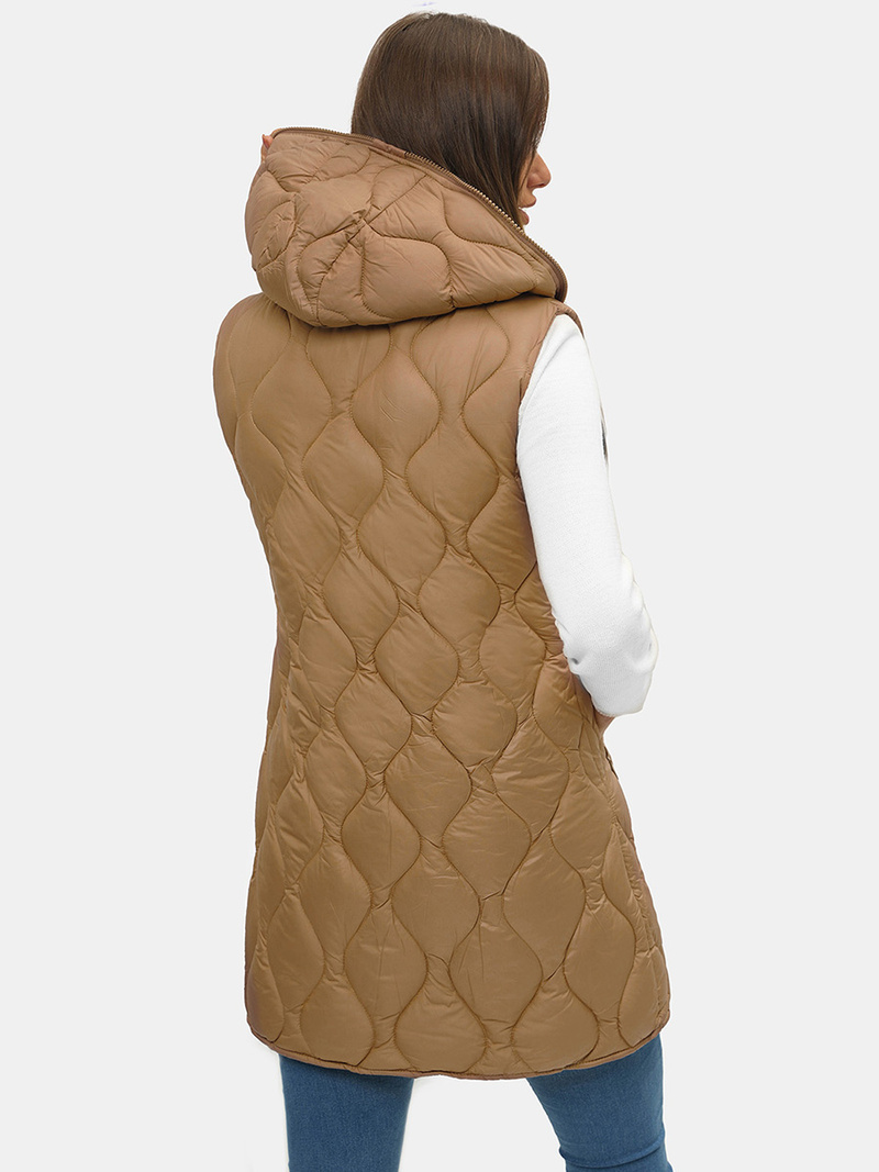 Стьобаний жіночий жилет Темно-Бежева OZONEE O/H928/89