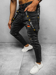 Spodnie jeansowe męskie czarne OZONEE DR/TF088Z