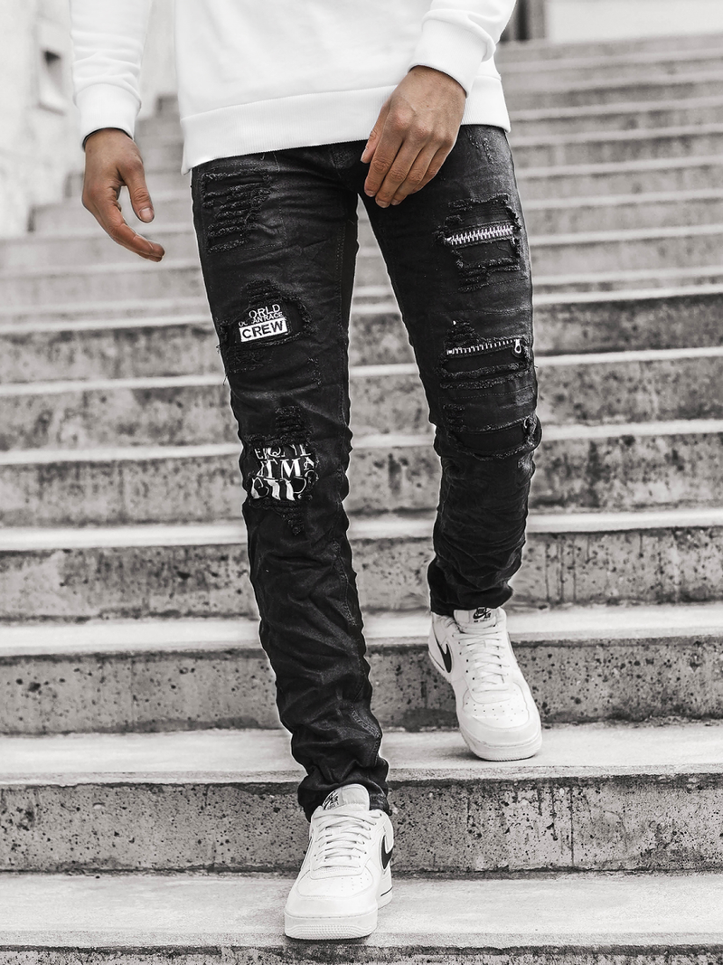 Spodnie męskie jeans czarne OZONEE V/19401