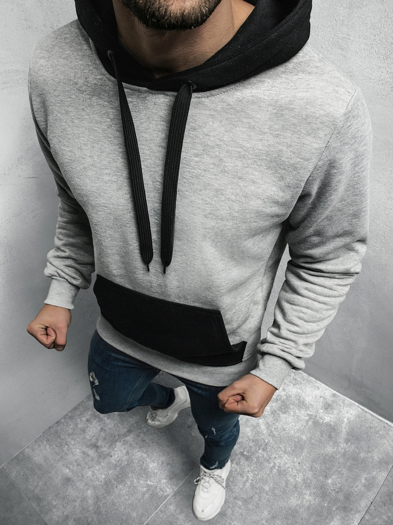 Bluza męska z kapturem szaro-czarna OZONEE JS/77001/2/3