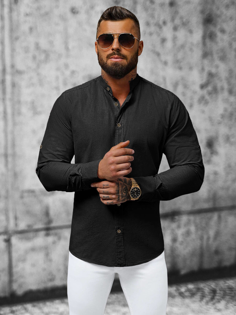 Класична сорочка чоловіча чорна OZONEE O/V40