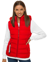 Стьобаний жіночий жилет Червона OZONEE N/6812/11