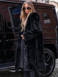 Жіноча хутряна зимова куртка чорна OZONEE JS/11Z8250