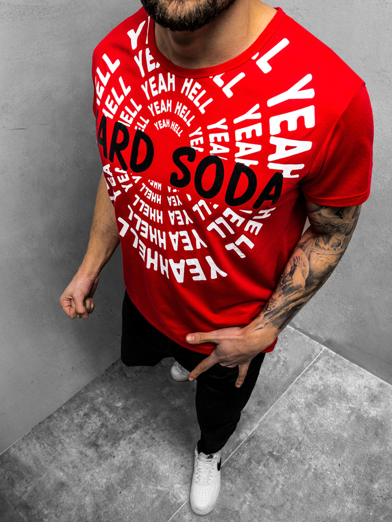 T-Shirt męski czerwony OZONEE JS/KS1948Z