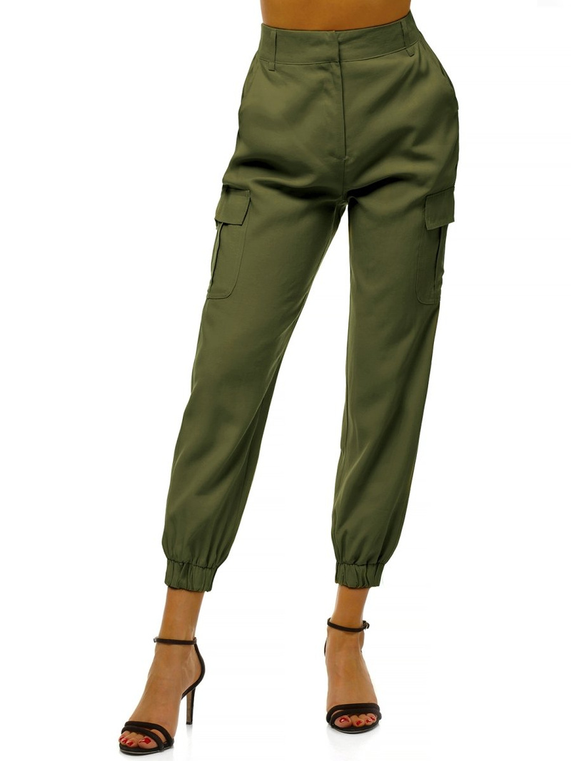Spodnie damskie joggersy khaki OZONEE O/HM005