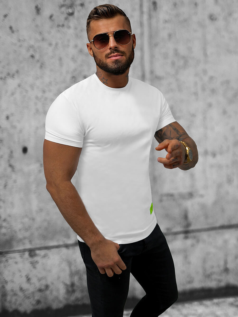 T-shirt męski slim fit biały OZONEE NB/MT3057