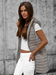 Kamizelka damska długa pikowana szara OZONEE O/H903