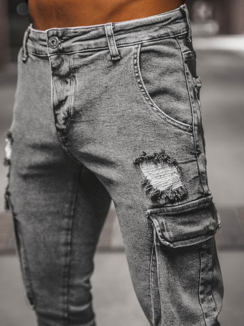 Spodnie jeansowe męskie grafitowe OZONEE O/B6006Z