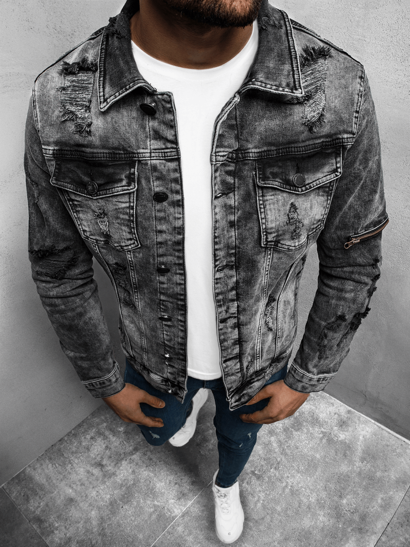 Kurtka męska jeans jasno-grafitowa OZONEE O/20147