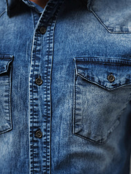 Чоловіча джинсова сорочка tемно-cиня OZONEE NB/MC710BS