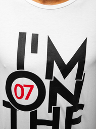 T-Shirt bez rękawów męski biały OZONEE JS/KS2078