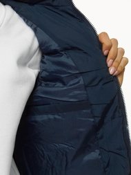 Kamizelka damska długa pikowana z kapturem granatowa OZONEE N/6811/2