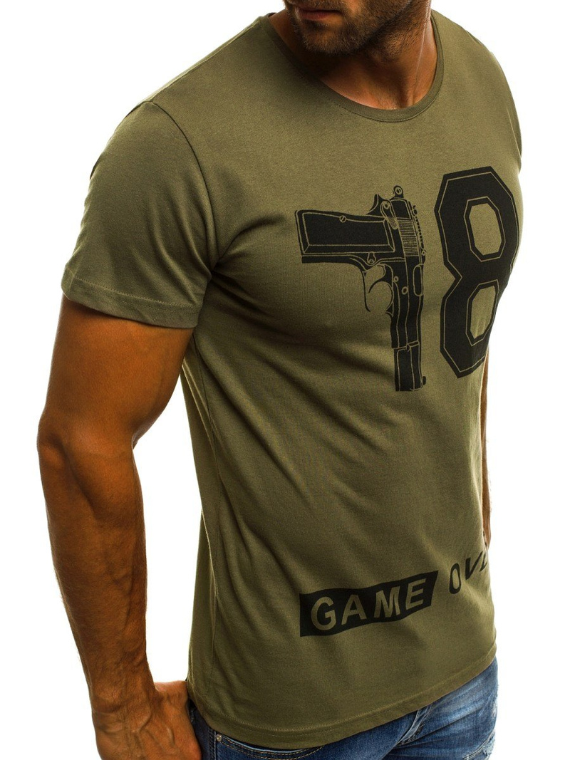 T-Shirt męski z nadrukiem zielony OZONEE O/1174