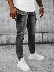 Spodnie jeansowe joggery męskie czarne OZONEE NB/MP0130N
