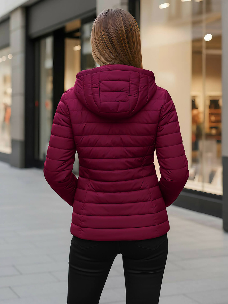 Kurtka damska pikowana bordowa OZONEE JS/16M9103/01Z