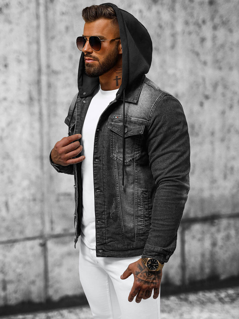 Kurtka męska jeansowa czarna OZONEE NB/MJ530N