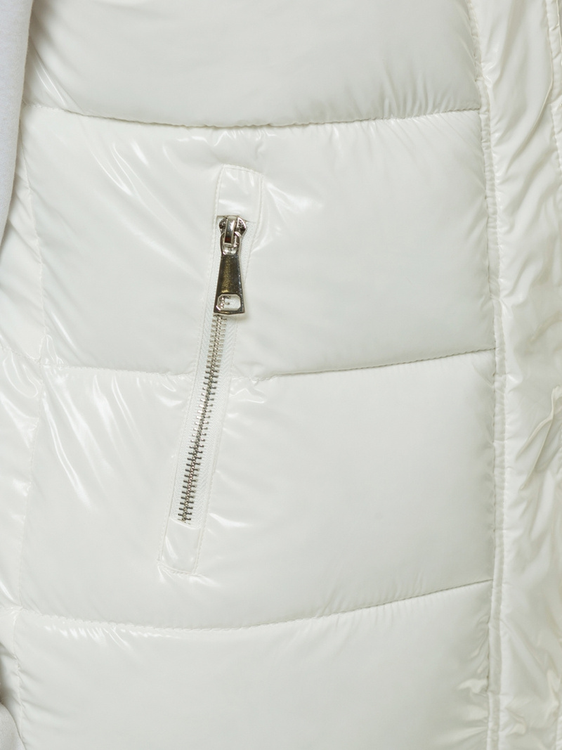 Kamizelka damska pikowana z kapturem biała OZONEE O/SW025/10