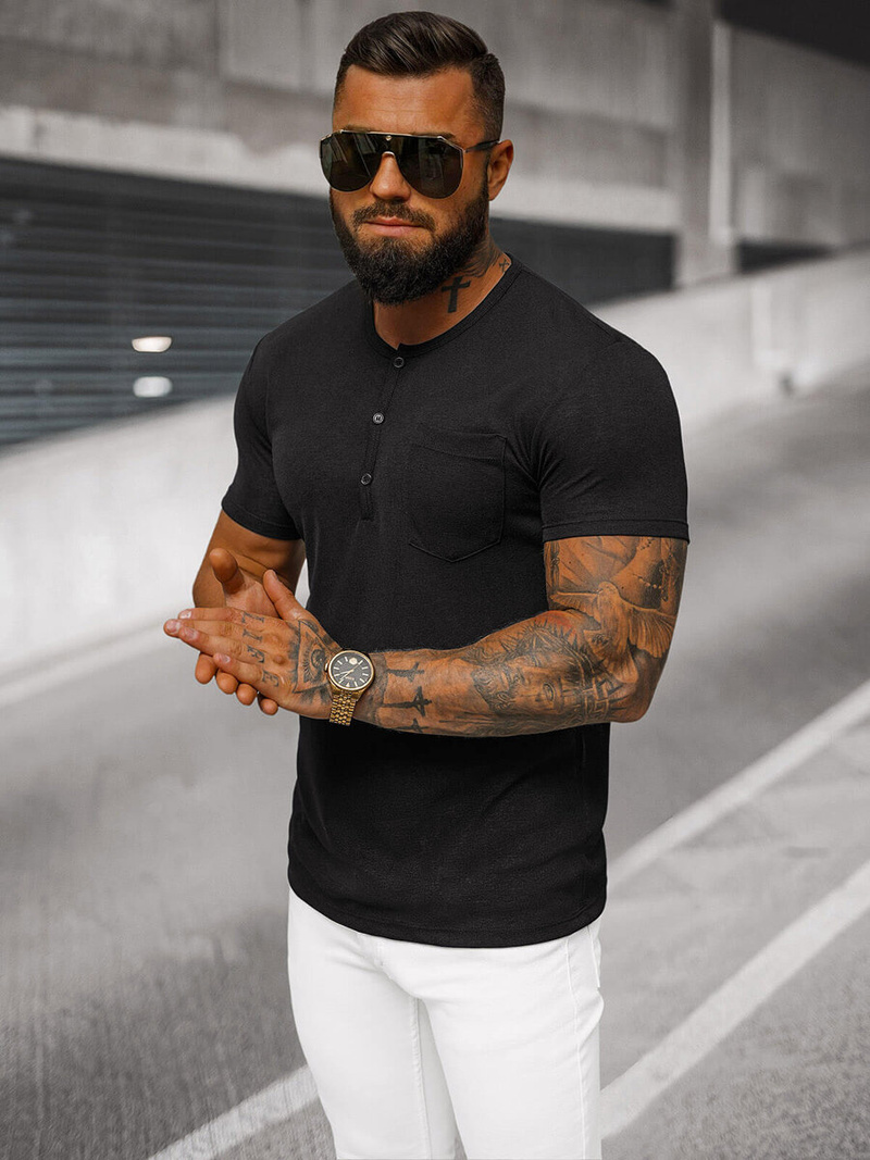 T-shirt męski czarny OZONEE O/L1453