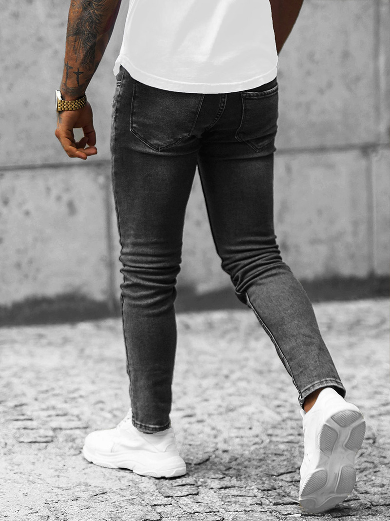 Spodnie jeansowe męskie grafitowe OZONEE O/0388