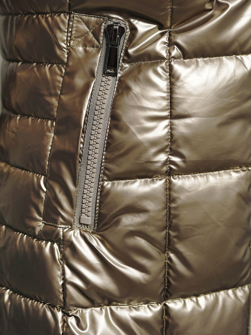 Kurtka zimowa damska długa z futerkiem złota OZONEE JS/16M9120/403