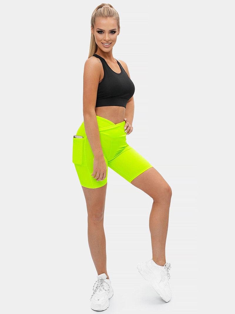 Legginsy krótkie damskie kolarki żółto-neonowe OZONEE O/XL007/26Z