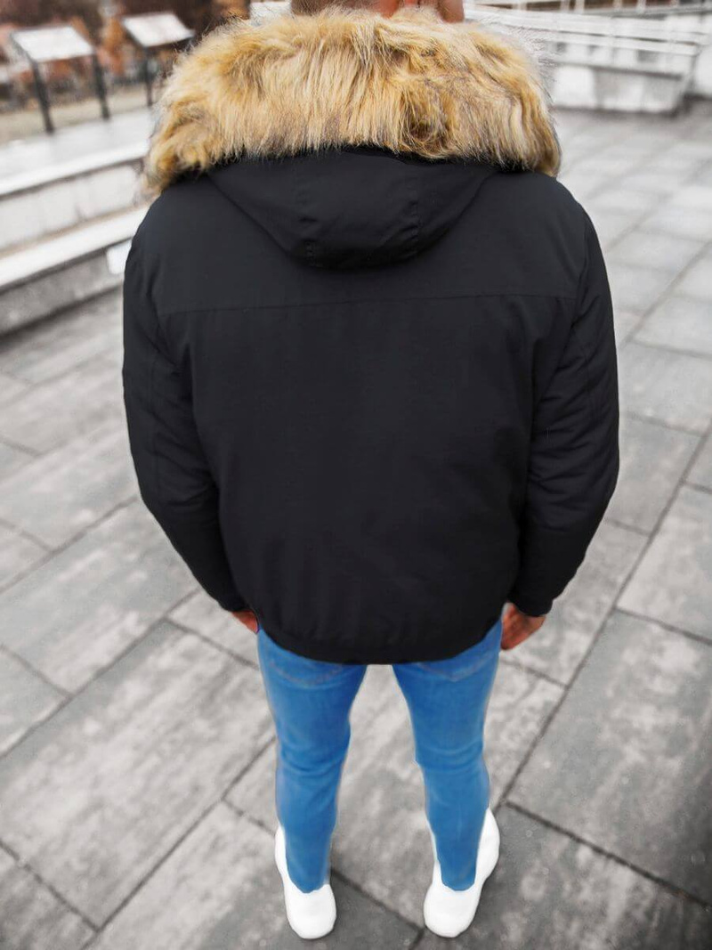 Kurtka zimowa męska z futerkiem czarna OZONEE JS/M2019/392