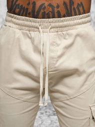 Spodnie męskie joggery beżowe OZONEE O/G3043