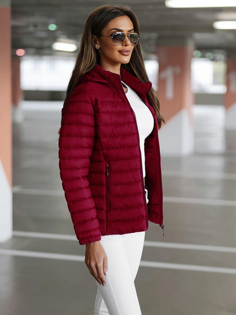 Kurtka damska pikowana bordowa OZONEE JS/16M9101/06Z