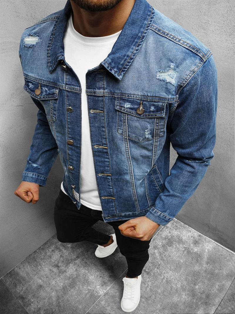 Чоловіча джинсова куртка Синя OZONEE NB/MJ507B