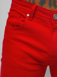 Spodnie jeansowe męskie czerwone OZONEE O/E7887R