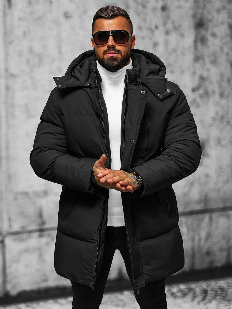 Kurtka zimowa męska pikowana czarna OZONEE JS/5M3118/392