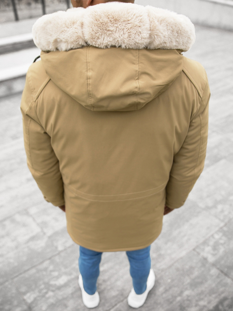 Kurtka zimowa męska parka z futerkiem jasno-camelowa OZONEE JS/22M120/2