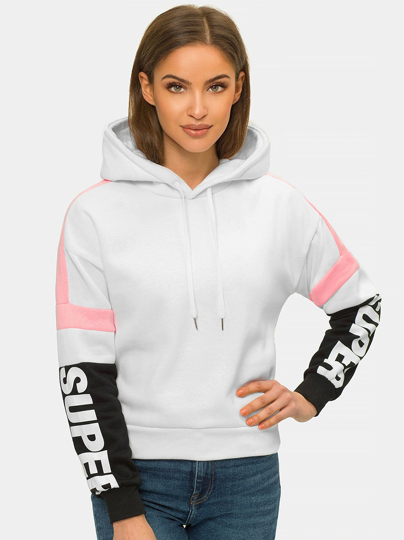 Bluza z kapturem damska biała OZONEE JS/B26029