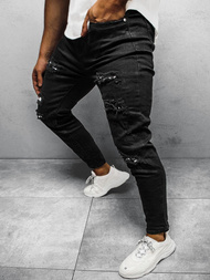 Spodnie jeansowe męskie czarne OZONEE O/TF061