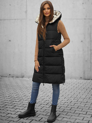 Kamizelka damska dwustronna długa z kapturem czarno-złota OZONEE O/H1121/99Z