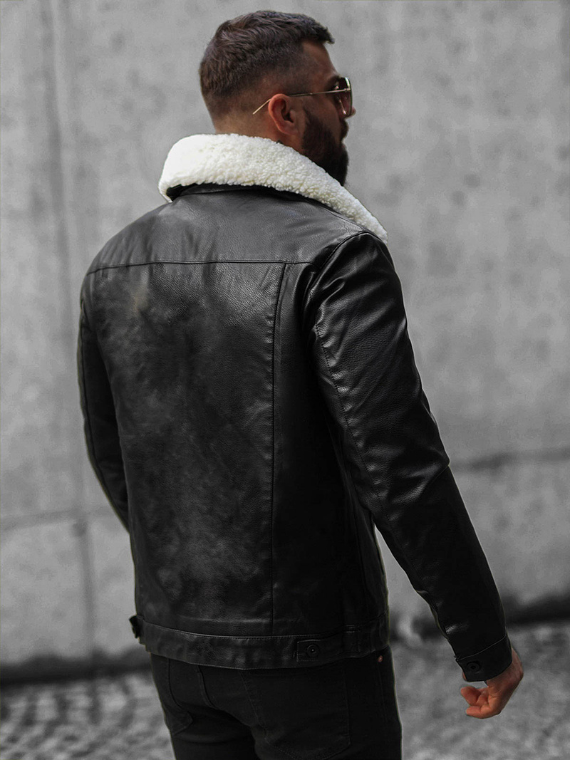 Kurtka skórzana męska czarna OZONEE O/8830/1