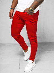 Spodnie jeansowe męskie czerwone OZONEE O/E7887R