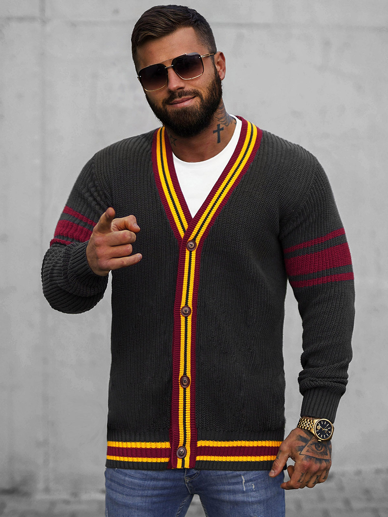 Sweter męski kardigan grafitowy OZONEE O/H9600