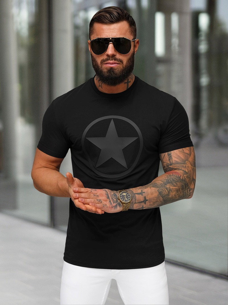 T-shirt męski slim fit czarny OZONEE NB/MT3151