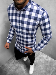 Koszula męska granatowo-biała OZONEE O/3011/15