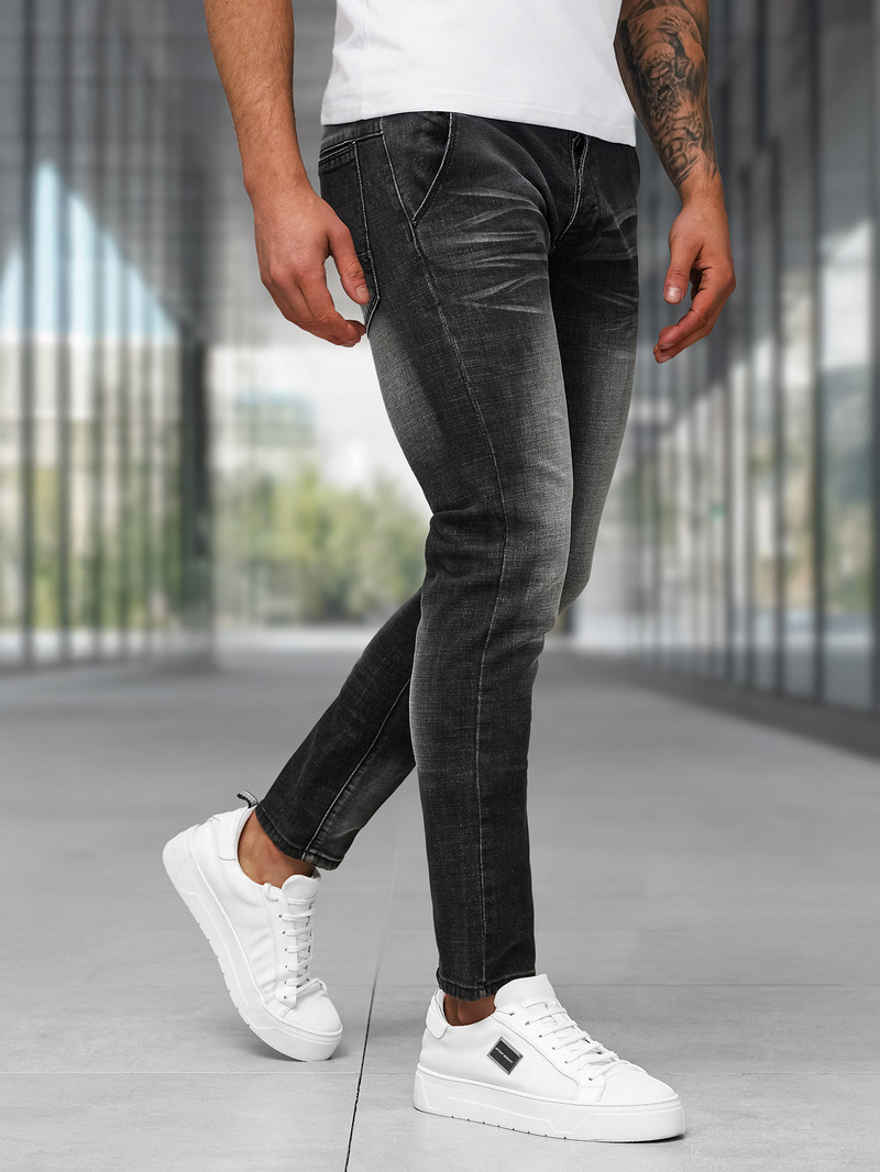 Spodnie jeansowe męskie slim fit czarne OZONEE NB/MP0091N